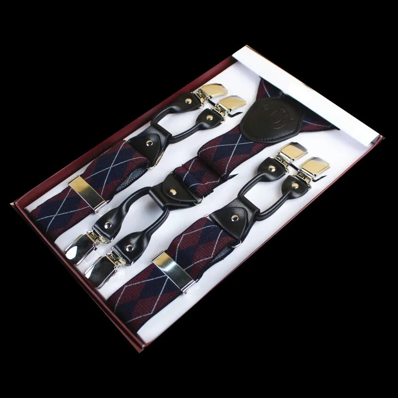 

High quality business high elasticity six clip men's suspenders FY18102210