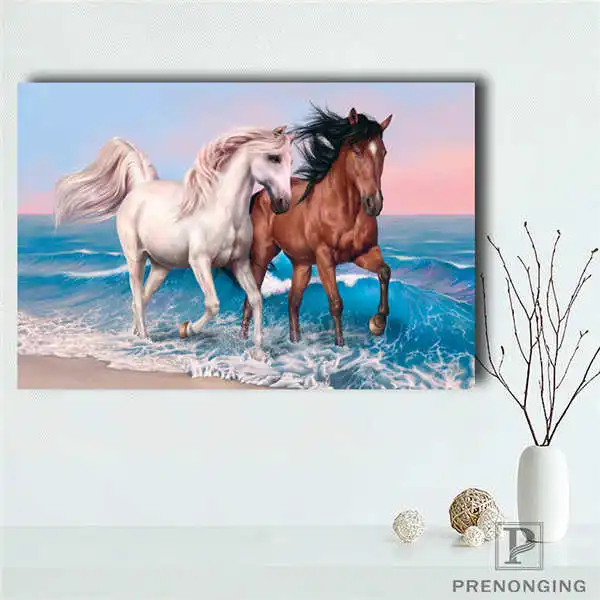 Canvas Poster Пользовательские Холст плакат лошадь плакаты ткань настенные художественные картины для декора гостиной#18-12-05-09 - Цвет: Canvas Poster