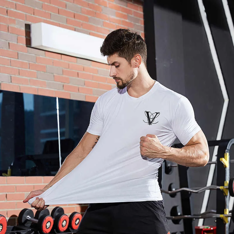 2018 модная трендовая Мужская футболка для занятий фитнесом рубашки тренировок с