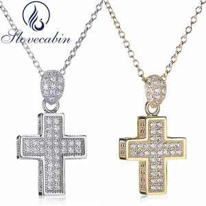 Женская подвеска-крест из настоящего серебра 100% пробы, толстая подвеска-крест с фианитами ААА, 925 пробы