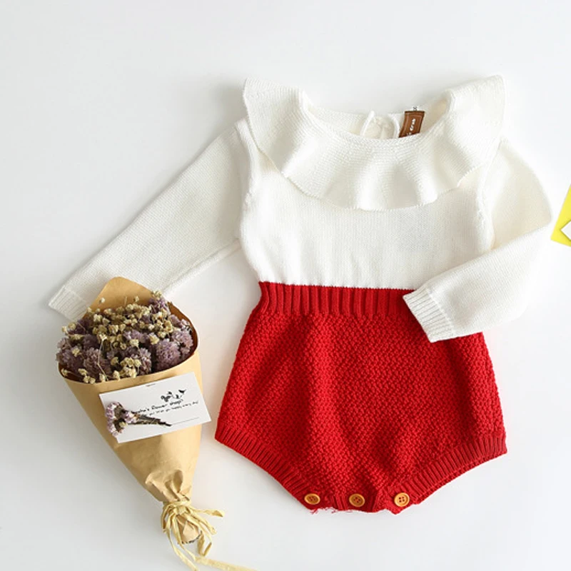 Осень 2020 комбинезон для новорожденных Вязаный мальчиков и девочек теплый