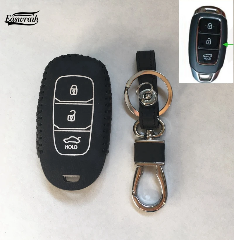 Новый подарок автомобильный кожаный смарт чехол для ключей с цепочкой Hyundai Elantra
