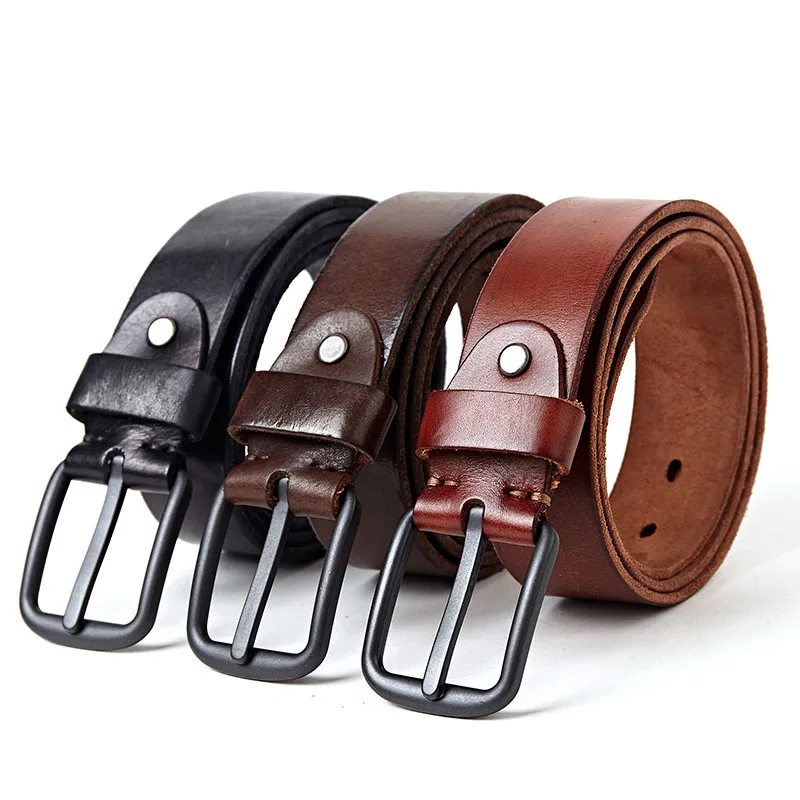 Мужской кожаный ремень черный из натуральной яловой кожи с пряжкой|leather belts for