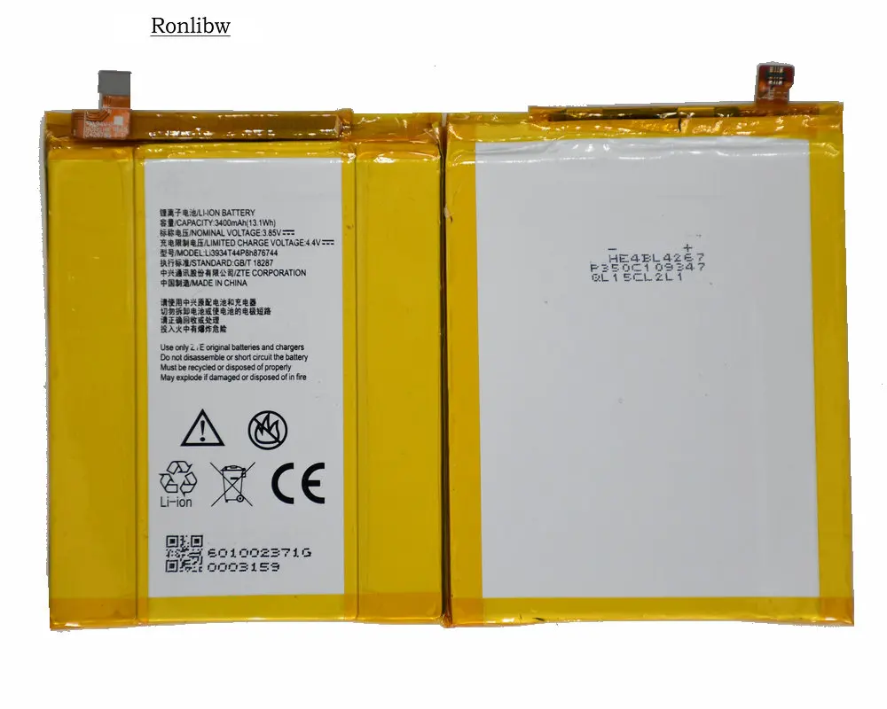 Ronlibw 3400 мА/ч, 13.1Wh Li3934T44P8h876744 батарея Запчасти для ZTE Grand X Z988 Max2 zmax Pro Z981