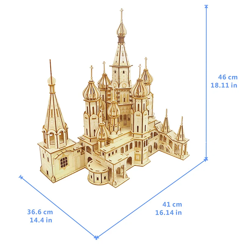 Персональная коллекция выставочная сувенирная Модель здание 3D деревянная сборка головоломка Василия Блаженного собора, Россия