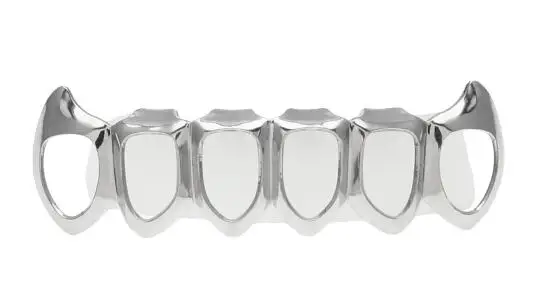 Золотой цвет хип-хоп TeethGrillz полые верхние нижние клыки нижние набор TEETHGrillz вампирские грили набор - Окраска металла: silver bottom teeth