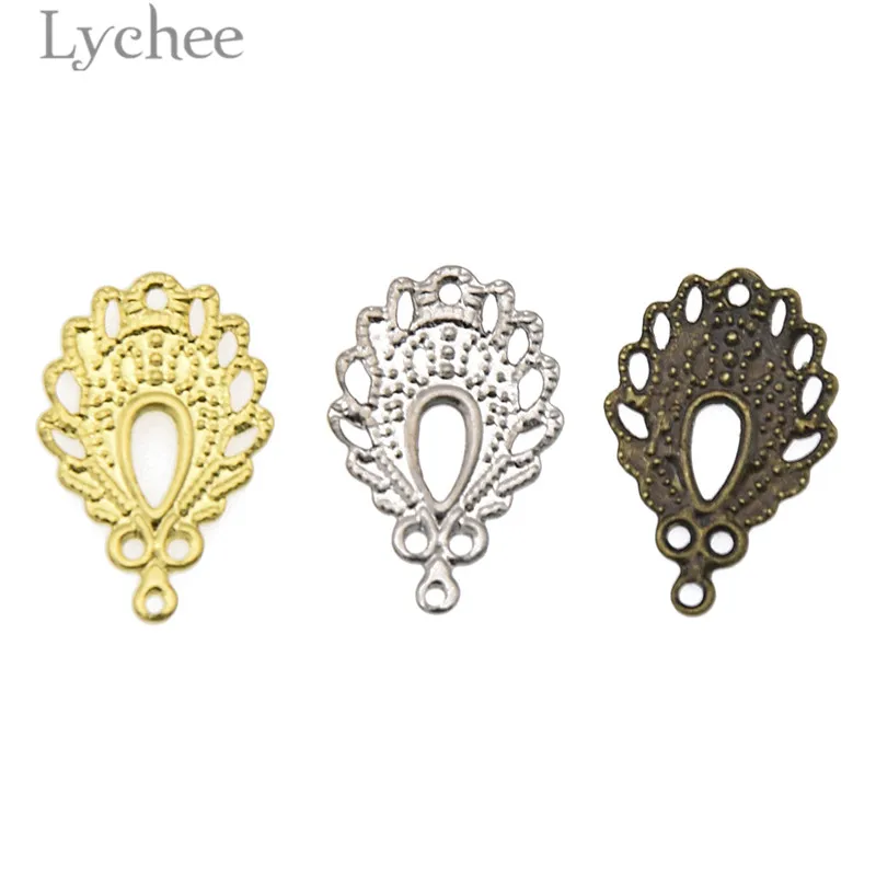 Lychee срок службы 50 шт. перо в форме филигранные цветы ломтик из полотого металла
