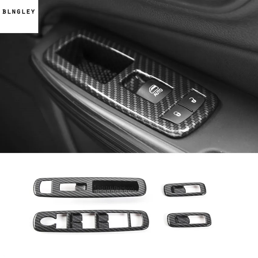 

4pcs/lot ABS carbon fiber grain car window lift panel decoration cover for 2014-2016 Jeep Cherokee