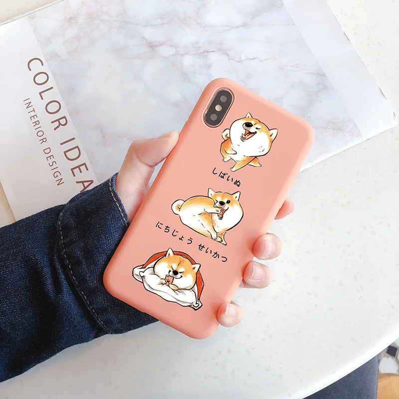 Японские Чехлы Шиба ину для iphone Xr 7 6 6S 8 Plus xs max x Мягкая задняя крышка из ТПУ Kawaii