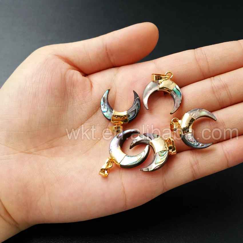 Женская милая маленькая подвеска в виде полумесяца 24k|horn pendant|crescent horn pendantshell abalone |