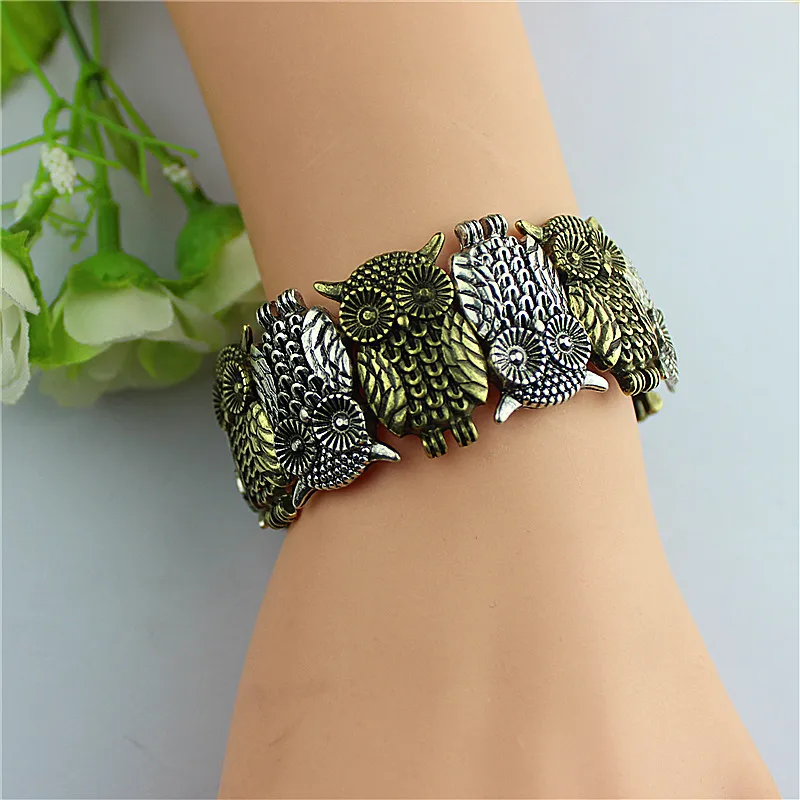 The new popular gorgeous women jewelry wholesale girls birthday party restore ancient ways the owl bracelet gift shipping agent | Гибкие и