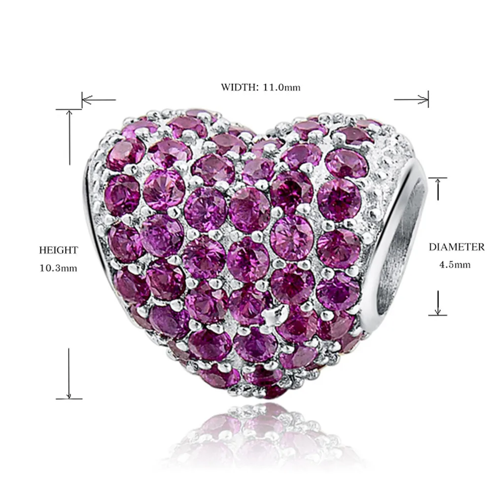 Stylel Сердце Любви стерлингового серебра Бусины и бисер Fit Аутентичные Pandora Талисманы браслет серебро 925 первоначально Для женщин jewelry berloques в