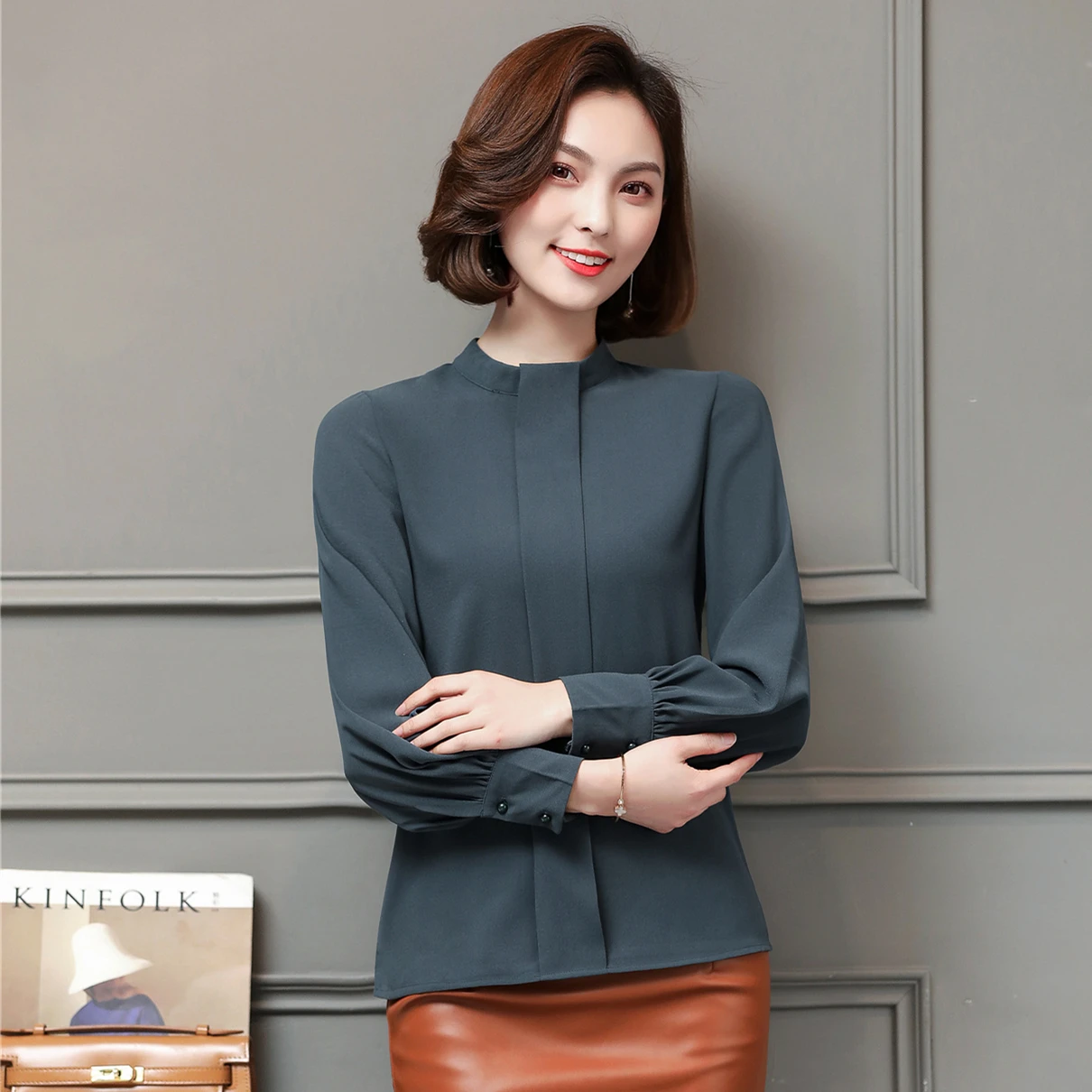 Новинка 2019 Модное шифоновое платье офис леди женская рубашка блузка Длинные