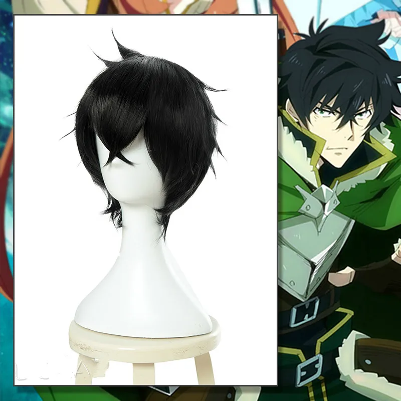 Парик для косплея из The Rising of the Shield Hero Naofumi Iwatani короткие черные волосы головной