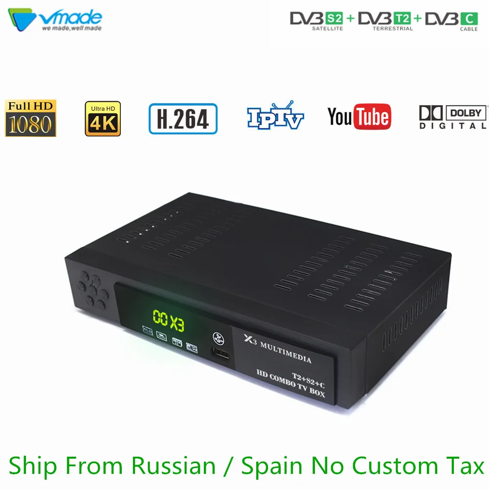 Vmade DVB-T2/S2 комбо полный 1080P цифровой эфирный спутниковый ТВ приемник поддержка AC3 Cccam Youtube IP tv Stardard телеприставка