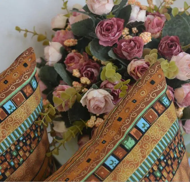 Квадратные полосатые декоративные наволочки для диванных подушек льняная