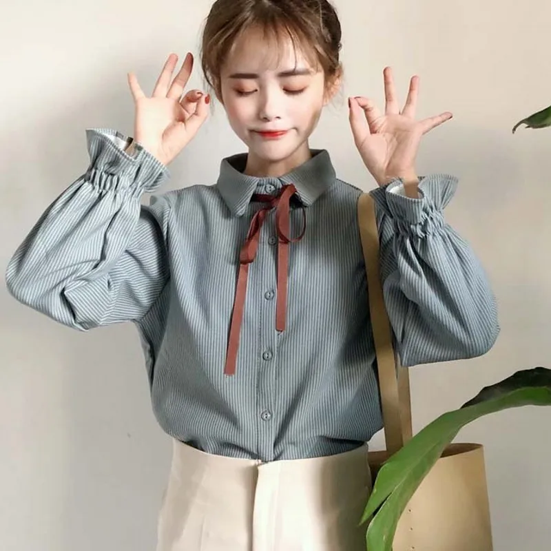 Милая рубашка в стиле &quotЛолита&quot 2019 полосатая милая блузка японском с бантом