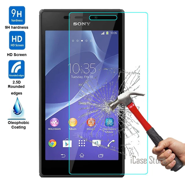 Tempered glass 9 H защита экрана ВАСО для Sony Xperia E3 E4 E4G E5 M2 M4 M5 C3 C4 C5 T2 T3 sklo glas Фильм Чехол |