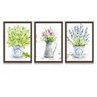 Акварель, лаванда, цветок, зеленые растения, печатный плакат в скандинавском стиле, настенная Картина на холсте, декоративные картины для декора гостиной