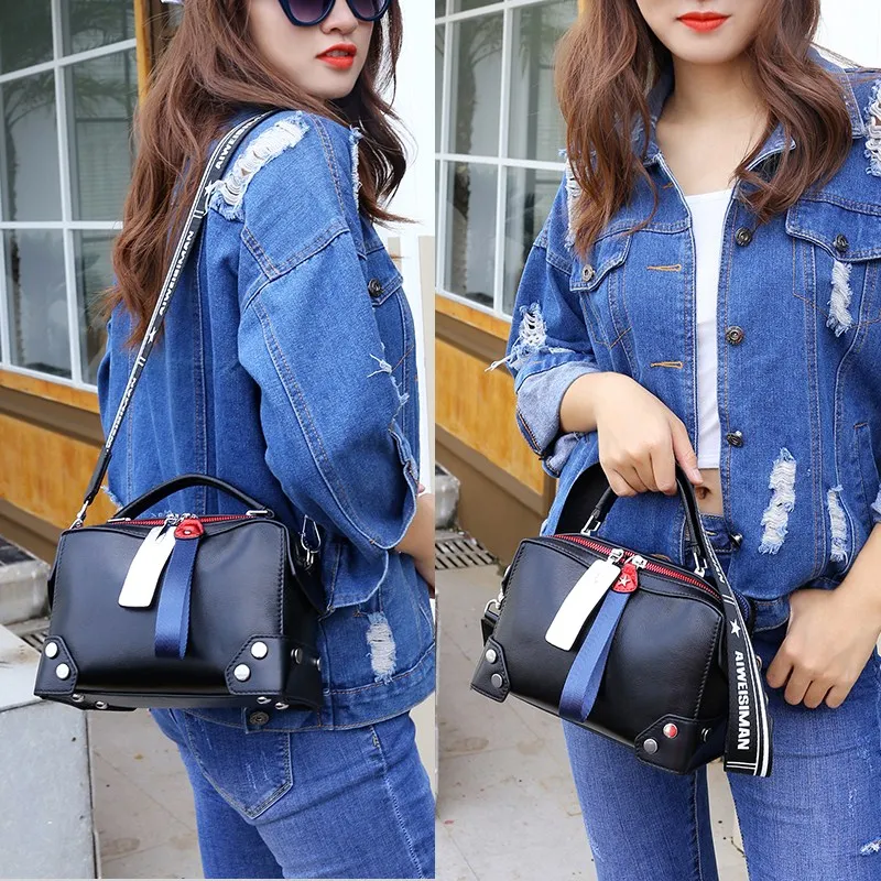 Сумка тоут из натуральной кожи с двойной молнией сумки через плечо коровьей