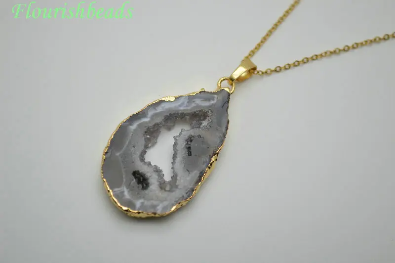 Natural Geode Drusy Agate Slice Stone Pendant Fashion Jewelry Supplies | Украшения и аксессуары