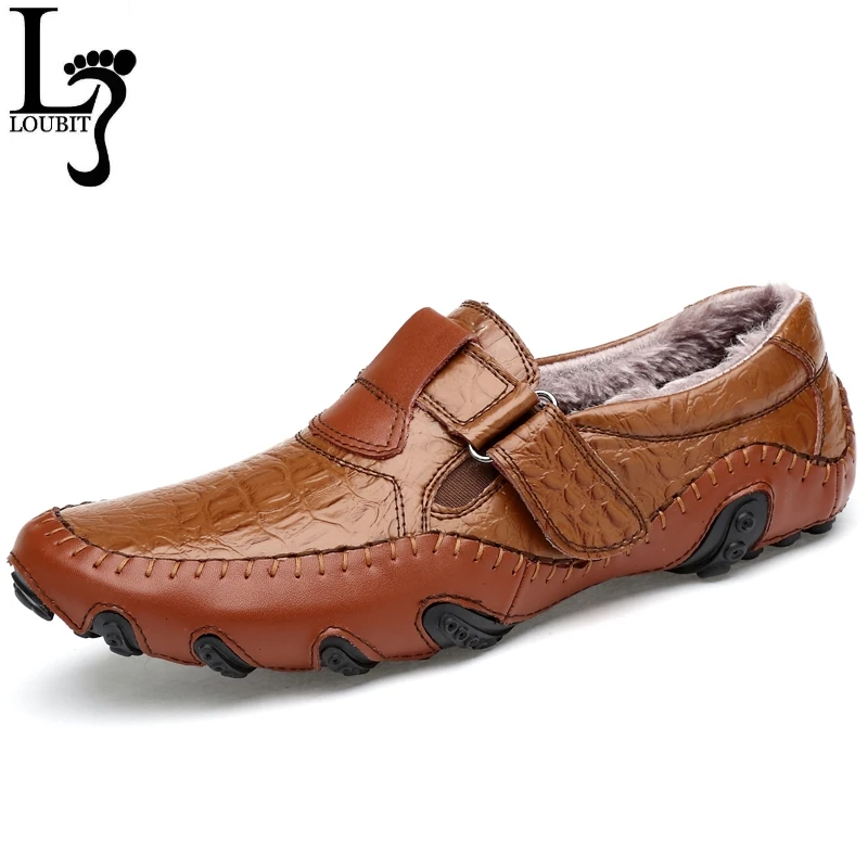 

Мужские зимние лоферы, 2019, зимняя теплая меховая подкладка, повседневные кожаные мокасины, мужские, обувь для езды в автомобиле, большие, раз...