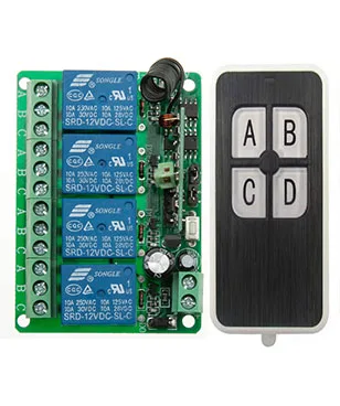 DC12V 4CH 10A дистанционного Управление выключатель света реле Выход радио модуль