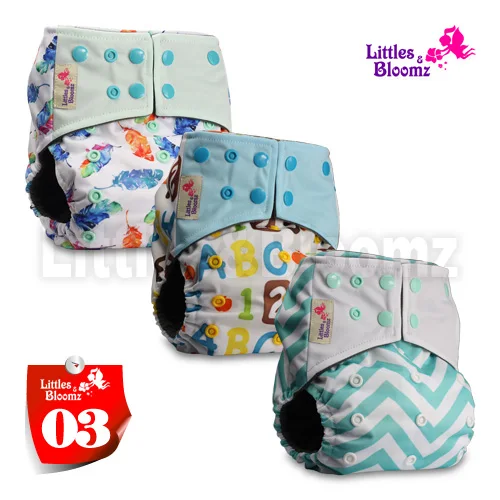 [Littles и Bloomz] 3 шт./компл. бамбуковый уголь моющиеся реальные тканевые карманные подгузники, 3 Подгузники/подгузники и 0 вставка в одном наборе - Цвет: 03
