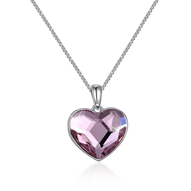LEKANI/ожерелье с кристаллами Swarovski 925 двухстороннее модное ожерелье в форме сердца