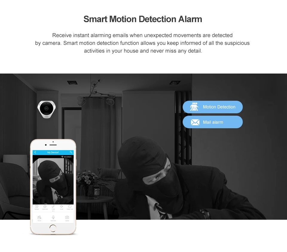 SANNCE 360 градусов Беспроводная панорамная камера мини 960P сеть Wi-Fi рыбий глаз безопасности ip-камера wifi 1.3MP видео Встроенный микрофон