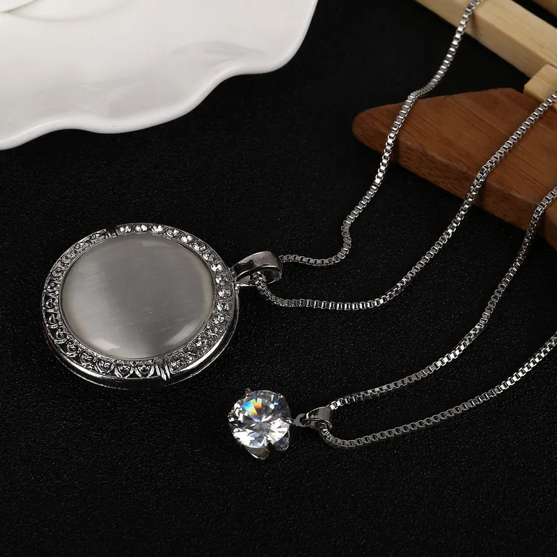 Hesiod Vintage Opal Jewelry Pendant Necklace Round Shape Palace Carved a Long Necklaces For Women | Украшения и аксессуары