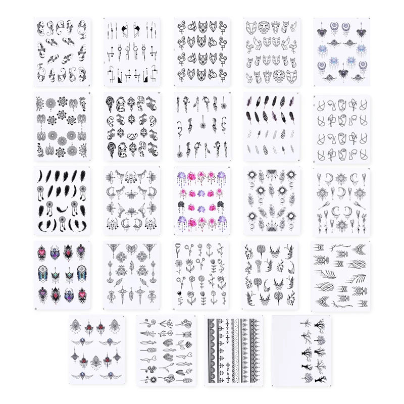 24 листа Водные Наклейки для ногтей геометрические цветы ожерелье Луна узор