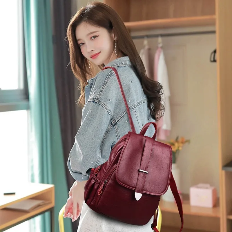 Женские кожаные рюкзаки высокого качества 2019 Sac A Dos Femme для девочек винтажный