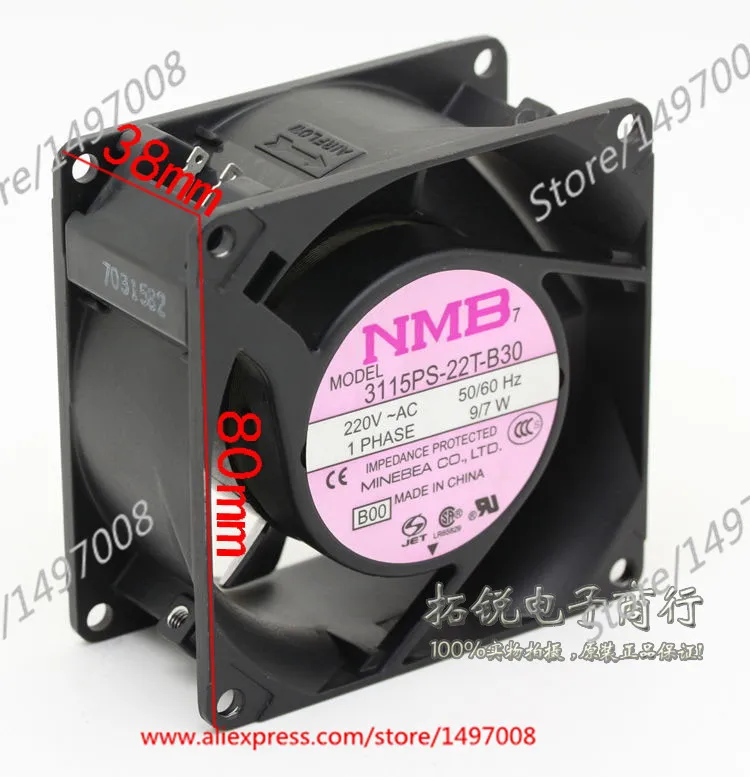 NMB MAT 3115PS 22T B30 B00 AC 220V 9W 80x80x38 мм вентилятор охлаждения сервера|square fan|server fan220v ac fan |