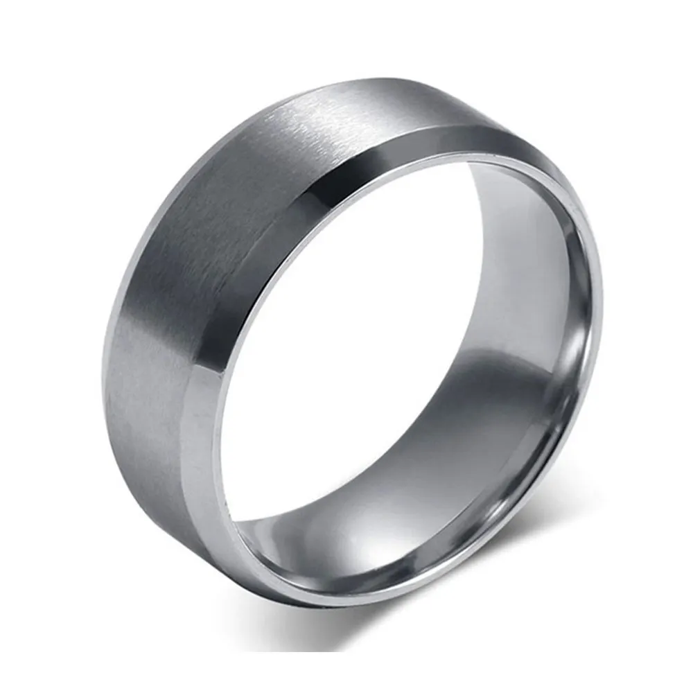 Silver JHSL простые 8 мм 316L нержавеющая сталь мужские кольца синий черный золотой цвет модные украшения Размер 5 6 7 8 9 10 11 12 13 14 - Цвет основного камня: Silver