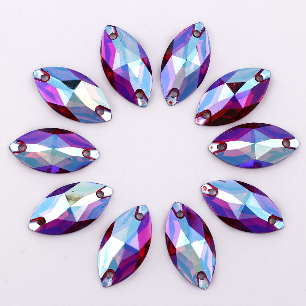 Разноцветные стразы для глаз 9x18 мм красные с плоской задней поверхностью 2