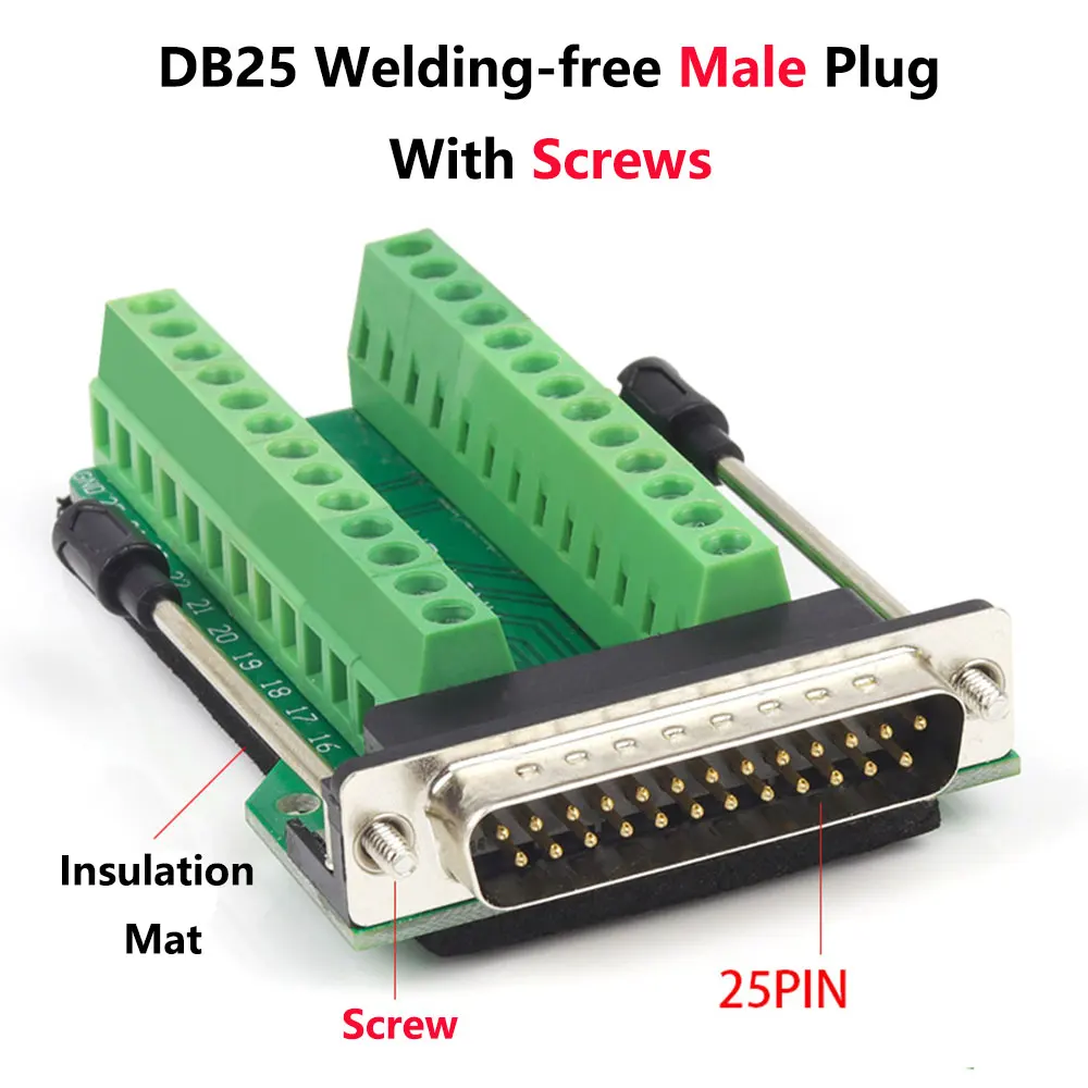 DB25 без сварки с разъемом папа муфтовый стыковочный переводник 2 рядами 25 Pin