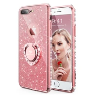cute case for iphone 7 plus luxury heart shape kickstand glitter rhinestone bling cases cover for iphone diamond painting girl