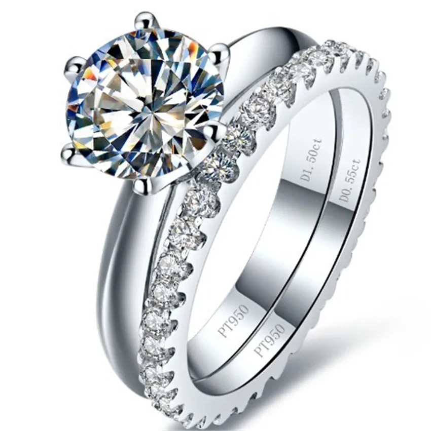 Два кольца в одном наборе 2CTW 8 мм G H Moissanite набор колец тест положительная Гарантия