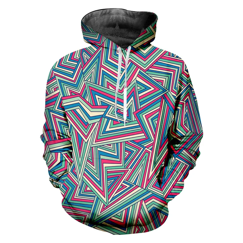 UJWI Personality Best Selling Geometric Hooded Pullover 3D Men's Hoodies Printed Pentagram Man Sweatshirt Free Shipping | Мужская