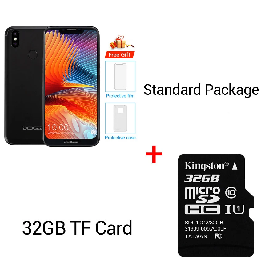 Black N 32GB Card DOOGEE BL5500 Lite u-образная Android 8,1 6,1" MTK6739 четырехъядерный 2 Гб ОЗУ 16 Гб ПЗУ 5500 мАч две sim-карты 13 МП отпечаток пальца мобильный телефон - Цвет: Black N 32GB Card