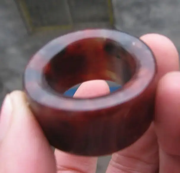 Античный натуральный красный нефрит резной браслет большого пальца кольцо