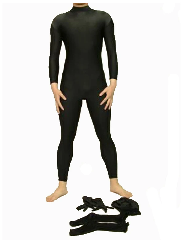 BetterParty черная лайкра спандекс зентай со съемным капюшоном ножки для рук|spandex