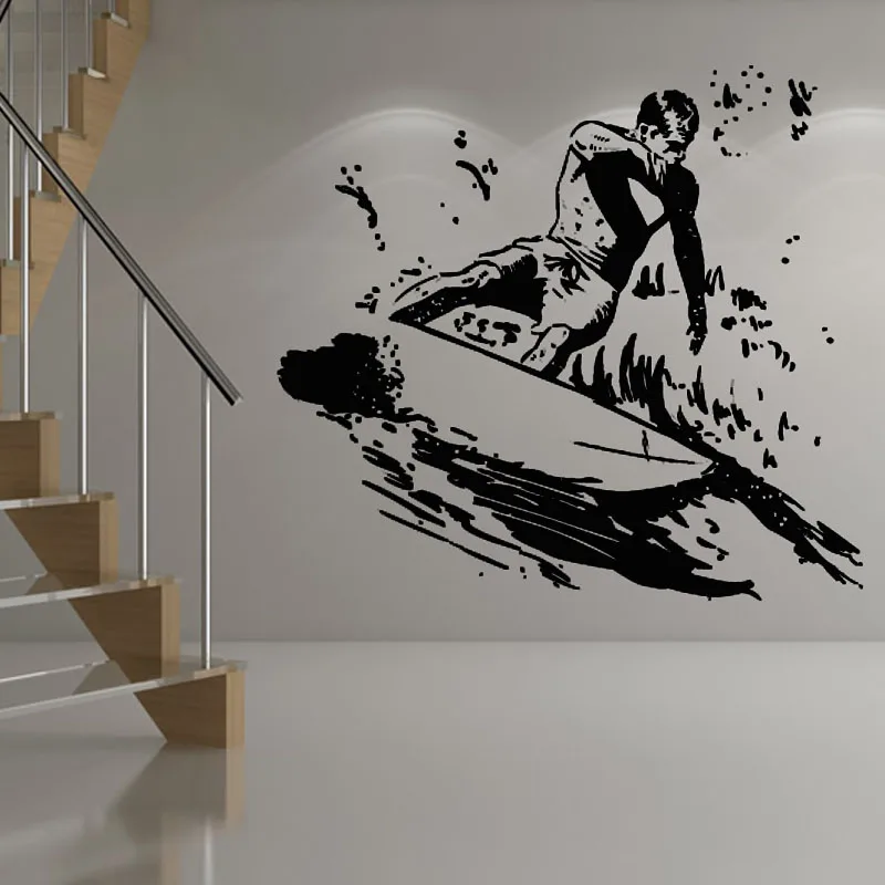 

Surfer Surfboard Sport Wall Sticker Vinyl Decals Kids Nursery Room Surfing Wall Art Mural Home Decoration Decor Sticker for Kids