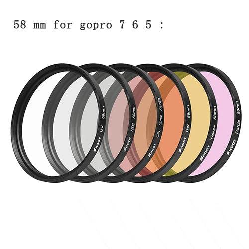 58mm For gopro 7 6 5 SHOOT 52 мм/58 мм CPL ND UV фильтр набор для GoPro Hero 7 6 5 черный 4 3+ серебряный Экшн-камера водонепроницаемый чехол для Go Pro Аксессуары - Цвет: 58mm For gopro 7 6 5