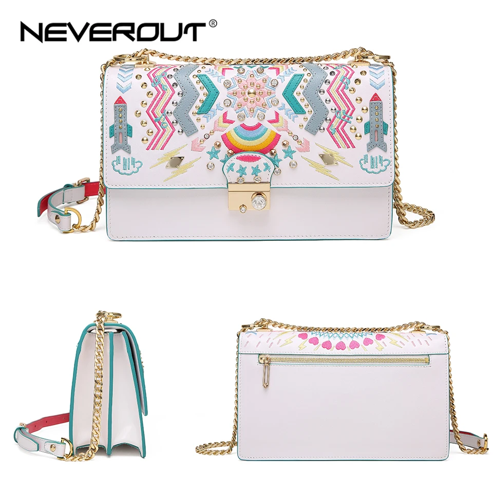 Винтажная женская сумка NEVEROUT мессенджер с вышивкой в китайском национальном