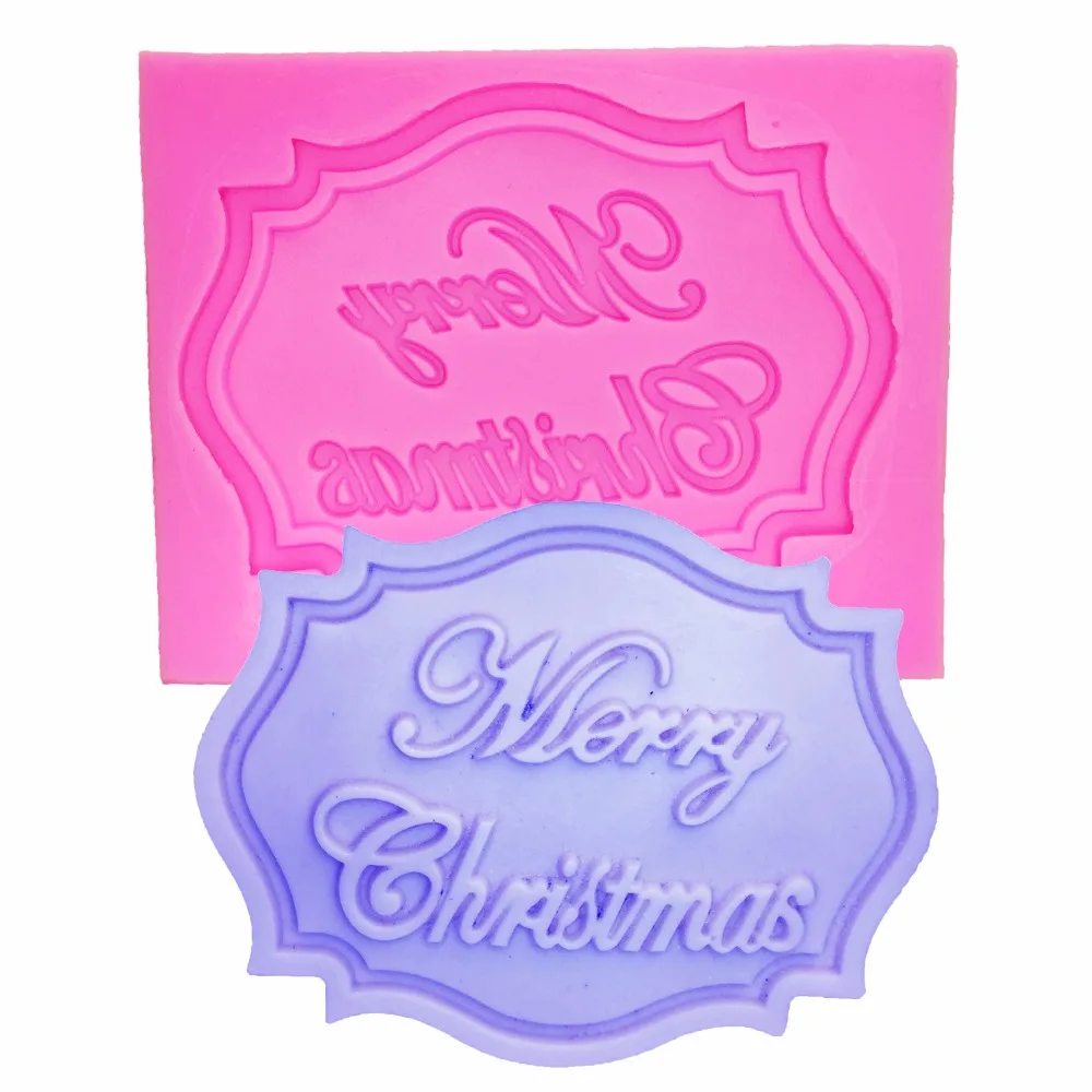 

Силиконовая форма с надписью "Merry Christmas" для самостоятельного изготовления помадки, используемая для легкого приготовления вылитого сахара ...