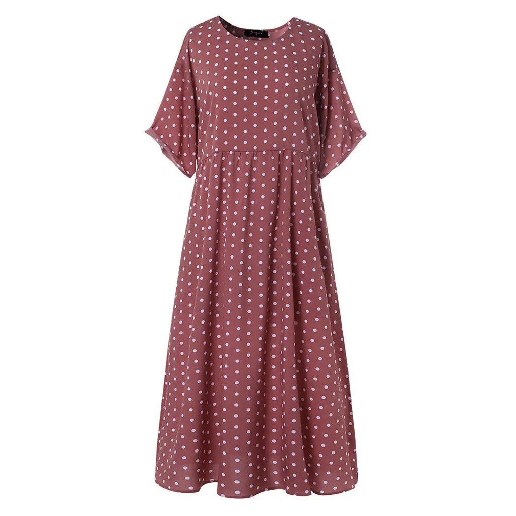 Женское платье MISSOMO 5XL, винтажное, с круглым вырезом, длинное, макси, платье в горошек, Peinted, повседневное, летнее, Пляжное, boho, платья, vestidos robe 79