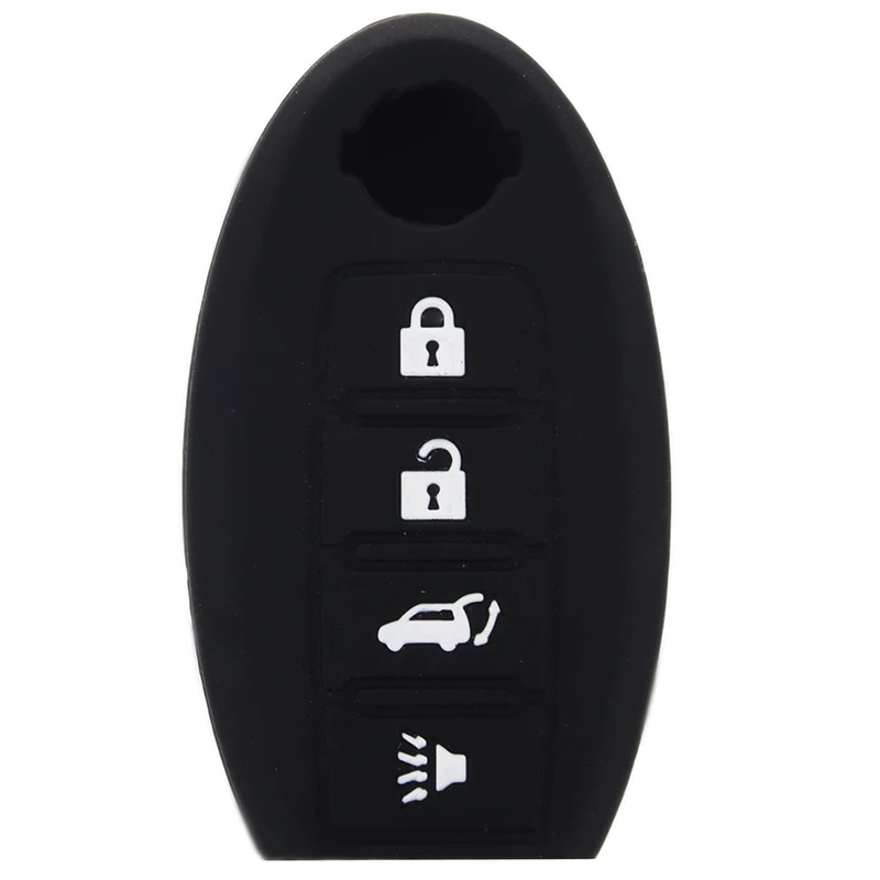 Силиконовый чехол для ключей держатель Nissan Remote Smart Key 4 кнопки черный|Футляр
