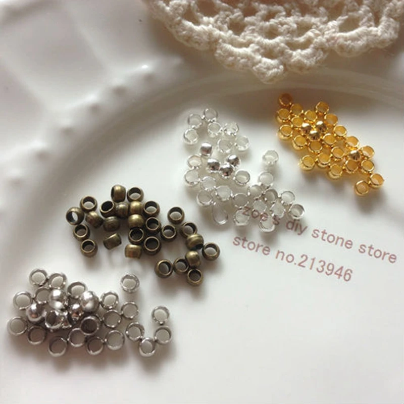 

3MM 1200Pcs Metal Copper Crimp & End Beads Jewelry Findings & Accessories